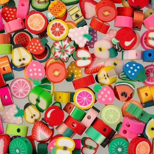 John Bead 120pcs 9mm Fruits Polymer Clay Craft Beads for Jewelry Bracelet Making