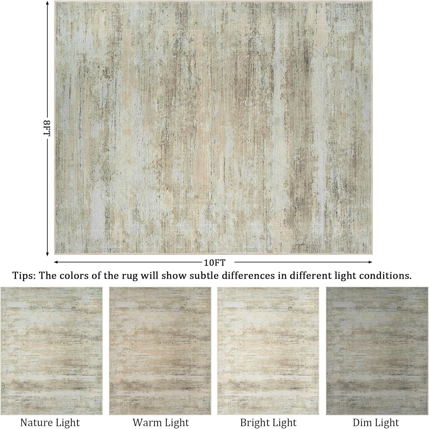 8x10 Area Rug Living Room Rugs - Washable Rug Large Modern Abstract Soft Thin Carpets Indoor Floor No Slip Vintage Carpet for Bedroom Under Dining Table Nursery Home Office Decor Brown