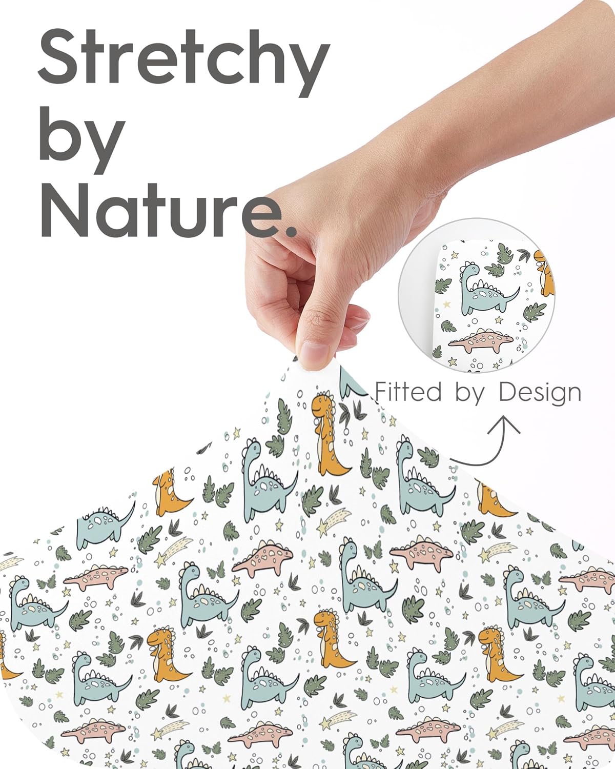 Pack and Play Sheets Fitted, Ultra Soft Mini Crib Sheets Boy, Neutral Pack N Play Mattress Sheets Hypoallergenic and Soothing, Premium Jersey Playrad Sheets, Print Dino Animals, 2 Pack