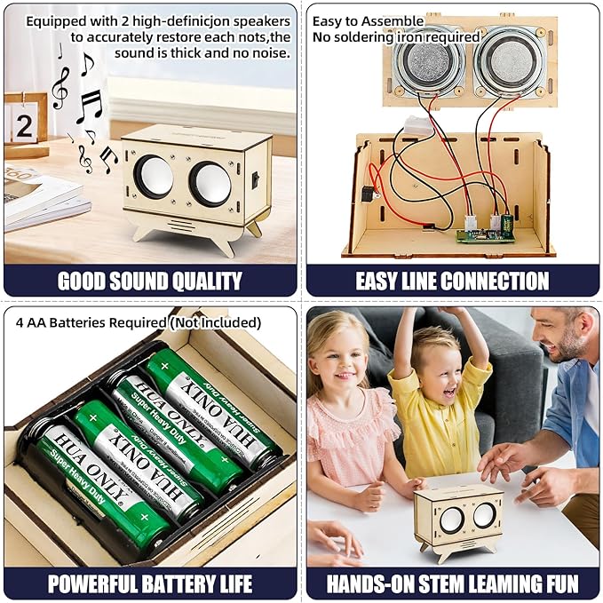 STEM Projects for Kids & Adults, Bluetooth Speaker Toy Set, DIY Science Experiment Electronics Kit, Beginner's Starter Set, Idea Gifts for Teenage Boy Girl Ages 10 11 12