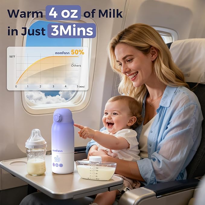 Portable Bottle Warmer for Travel, Dual Heating Modes for Breastmilk & Water Formula, Milk Warmer On The Go with Fast Heating & Long Battery Life, 10 Ounces Large Capacity
