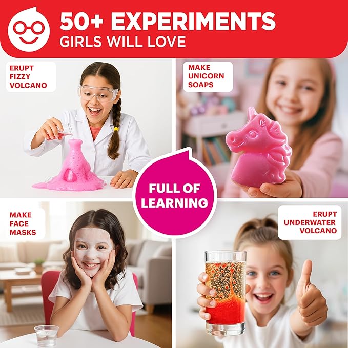 Doctor Jupiter Girls' Science Kit, Chemistry Set for Kids Ages 8-10-12-14 | Birthday Gift Ideas for 8,9,10+ Year Old Girls | STEM Toy Kit with 50+ Experiments | Learning & Educational Projects