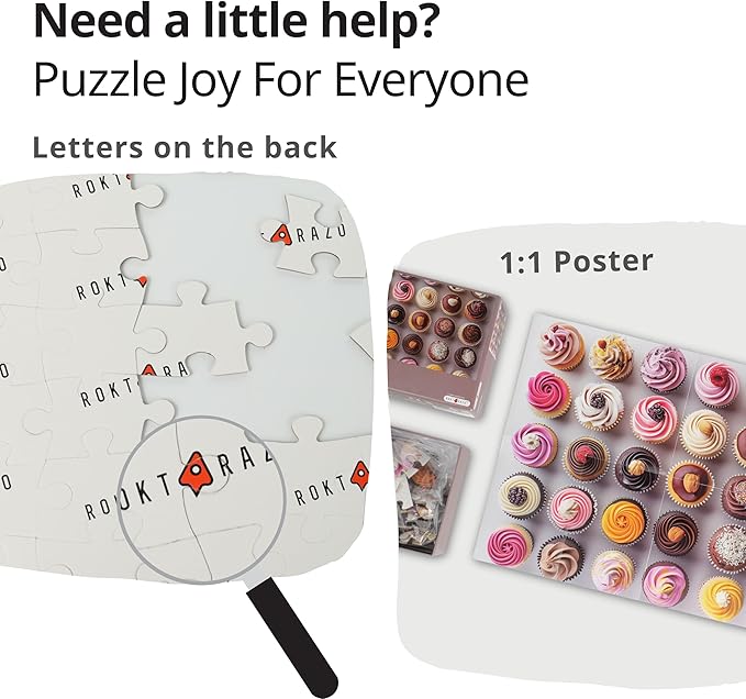 100 Pieces Jigsaw Puzzles, Large Pieces, Puzzles for Beginners, Easy Puzzles for Kids and Seniors, Family Game Nights, Finish Size 15.7 x 11.8 in (Cupcakes)