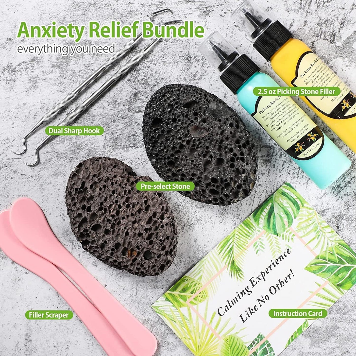 Fidget Picking Stone Kit for Anxiety Relief ADHD OCD Dermatillomania, Fidget Toys,Adult Fidget Toy for Anxiety Relief Therapy,Pick Peel Calming Stone,Fidget Toy Great Gift for Adults