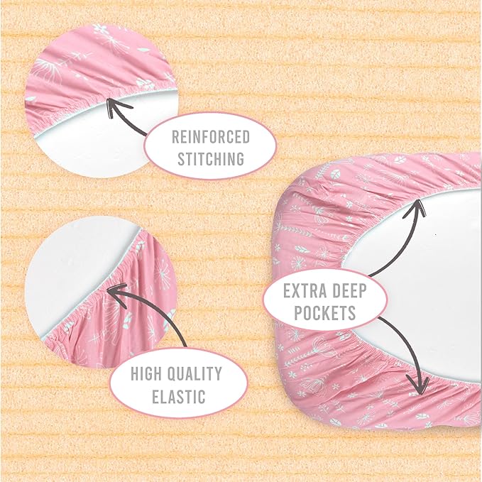 3 Pack Organic Bedside Bassinet Sheets Compatible with Mika Micky, Baby Delight, Dream On Me, AMKE and Other Bassinet Mattress Pads Size Between 17-21 in Width, 29-33 in Length, and 1.5-4 in Thick