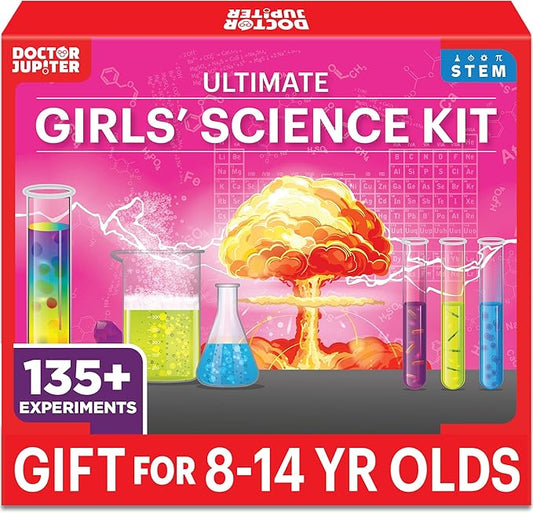 Doctor Jupiter Girls' Science Kit for Kids Ages 8-10-12-14 | Birthday Gift Ideas for 8,9,10+ Year Old Girls | Chemistry Set, STEM Toy Kit with 135+ Experiments | Learning & Educational Projects