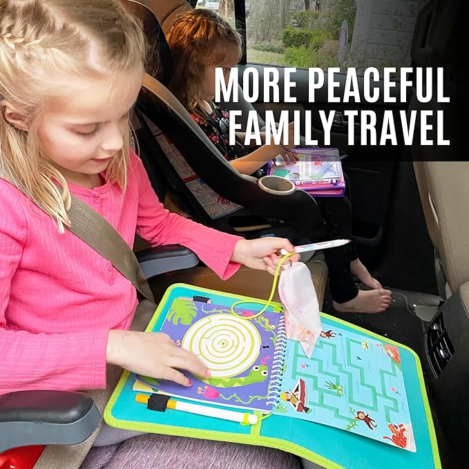 Totebook Kids Travel Educational Activity Book with Washable Markers - Car and Airplane Activities, Learning Toys for Toddlers- Search and Find, Reusable Stickers for Ages 4, 5, 6 (Jungle)