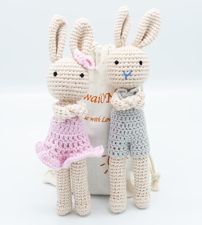 KawaiiOnO Bunny Family, Handmade Crochet Plushie Doll, Amigurumi Baby/Toddler Doll