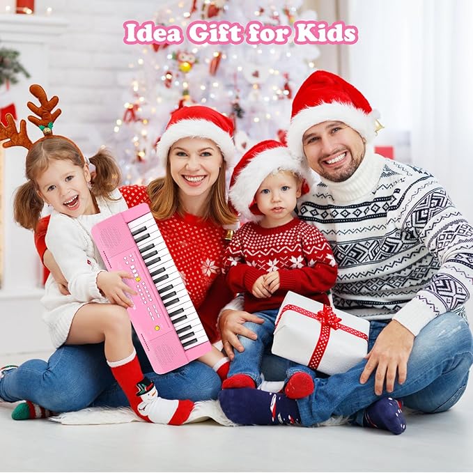 Toy Piano Keyboard for Kids Upgrade Electric Pianos Toys for 3 4 5 6 7 8 Year Old Girls Boys Beginners Keyboards with Microphone Toy for 3+ Year Old Kid Gifts (Pink)