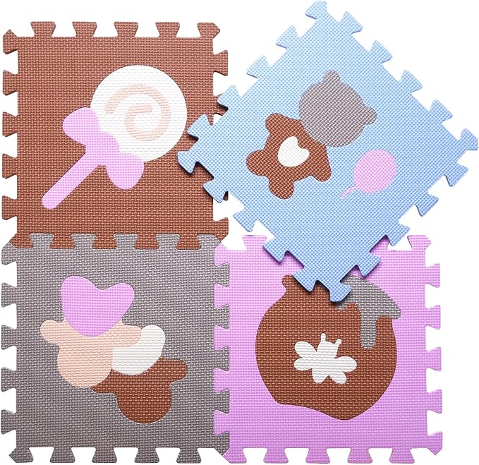 Coolcandy Baby Play Mat, 25Pcs Interlocking Puzzle Floor Mat, with Safety Fence - 0.4" Thick Non-Toxic EVA Foam Play Mat, for Infants & Toddlers 3-36 Months, Soft Puzzle Tiles for Play Areas