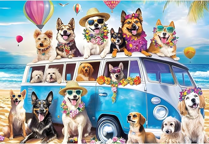 100 Piece Puzzles for Kids Ages 4-8,Kids Puzzles Ages 4-6 6-8 Jigsaw Puzzles for 4 6 8 Year Old Kid 100 Piece Puzzle for Adult Senior Dog Animals Beach Puzzle Easy Jigsaw Puzzle Games Gift