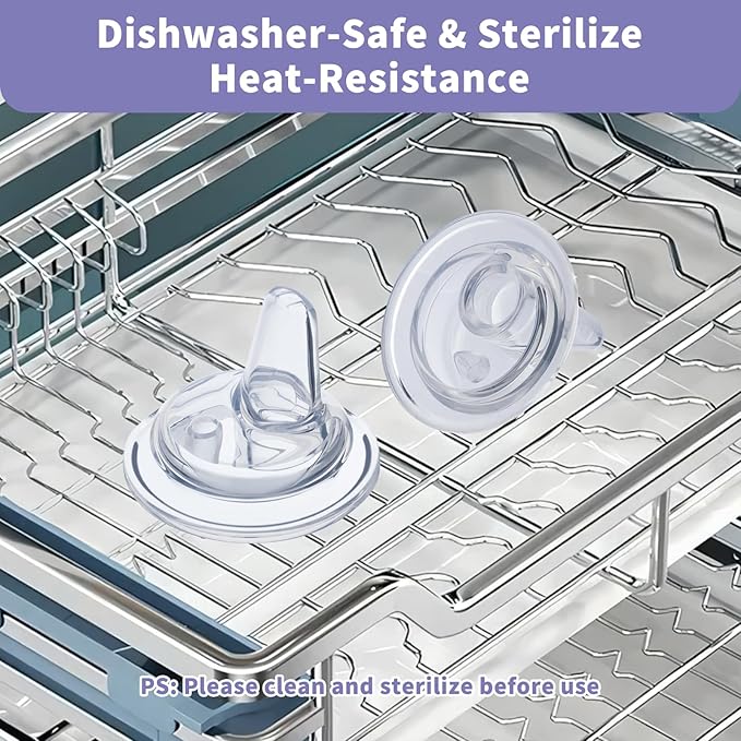 6 Packs Sippy Spout Nipples Compatible with Lansinoh Bottles, Soft Replacement Spout, Clear Silicone Sippy Cup Nipples, Transition from Bottle to Cup, No Spill and Comfortable, Easy to Clean, 6m+