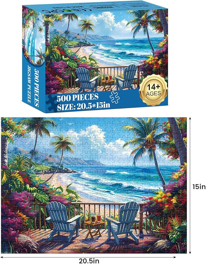 Jigsaw Puzzles for Adults 500 Pieces, Interlock Perfectly Letter on Back No Dust, Home Decor Birthday Party Gift Toy for Men Women Elders Seniors, 1:1 Poster Educational Toys & Games | 20.5 x 15 in