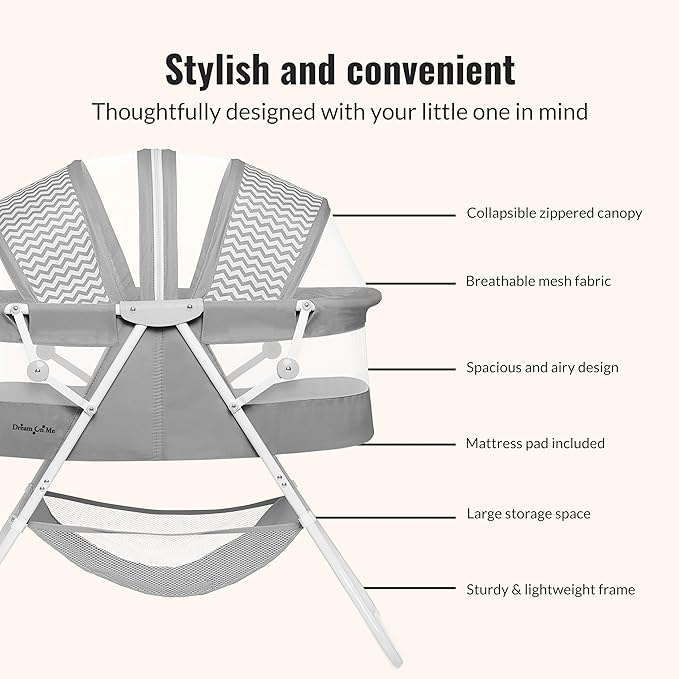 Dream On Me Karley Bassinet, Grey