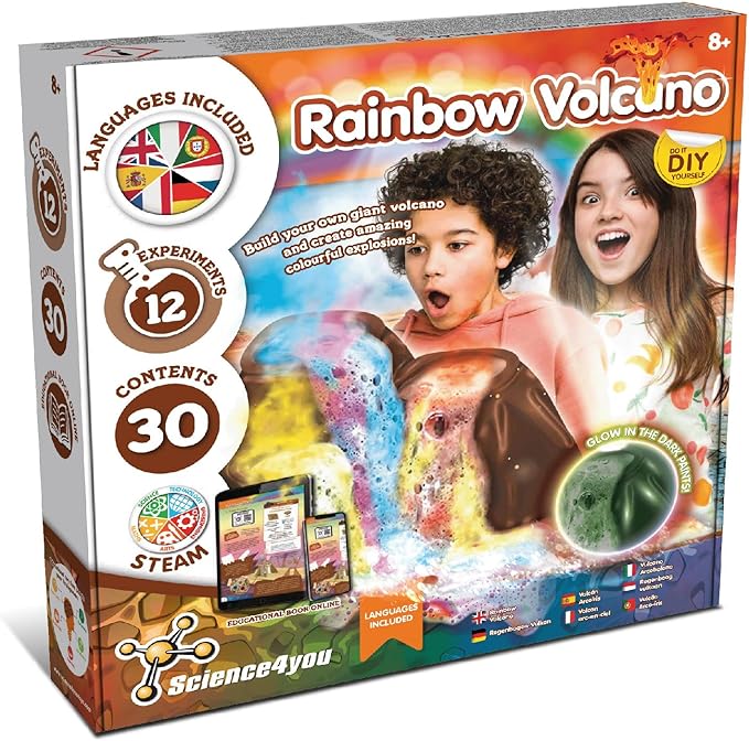 Science4you Rainbow Volcano Toy for Kids - Volcano Kit for Kids, Rainbow Lab + 12 Science Experiments for Kids, Stem Science Toys, Games, Science Gifts for 8+ Year Old Boys and Girls
