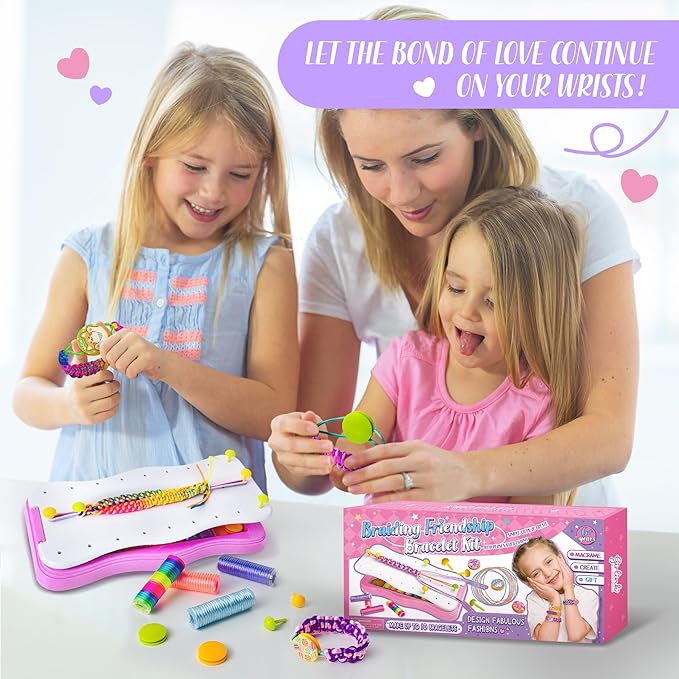 GIRLINK Kids Bracelet Making Kit - DIY String Bracelet Craft with Colorful Strings & Clasps | Safe Jewelry Maker Toy for Girls Ages 6-12 | Ideal Children's Day Gift, Birthday Gift Idea for Kids