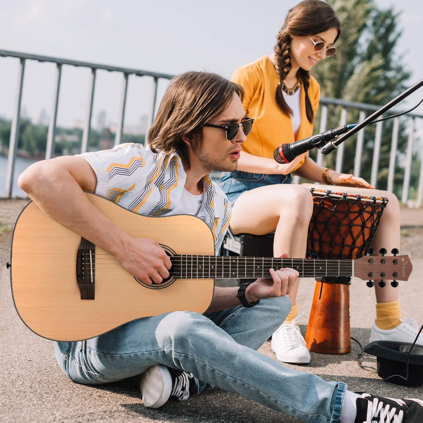 Donner 3/4 Acoustic Guitar Kit 36 Inch Dreadnought Acustica Guitarra Bundle for Beginner Adult Youth Travel With Steel String Spruce Wood Gig Bag Tuner Pickguard Right Hand