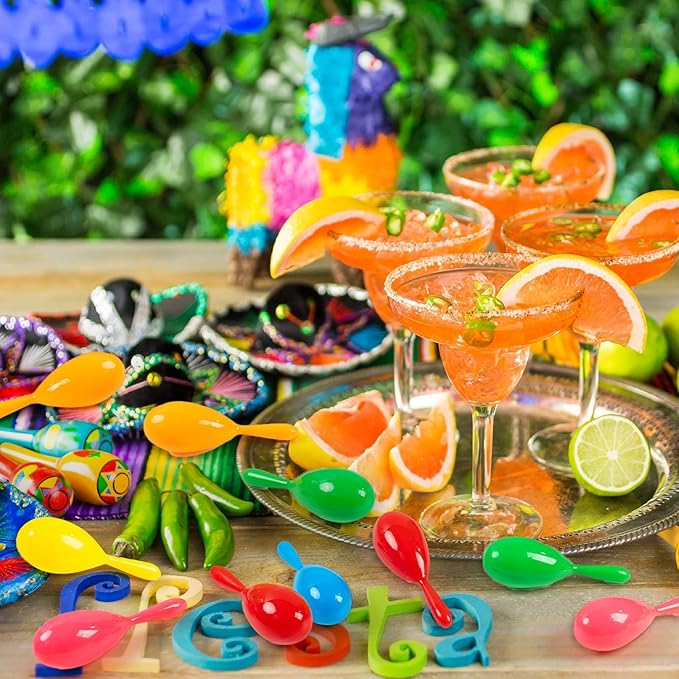 12pcs Mini Maracas for Kids - Plastic Maraca Shakers Noisemaker Fiesta Party Favors for Kids Cinco de Mayo Fiesta Mexican Themed Birthday Music Party Supplies Decorations