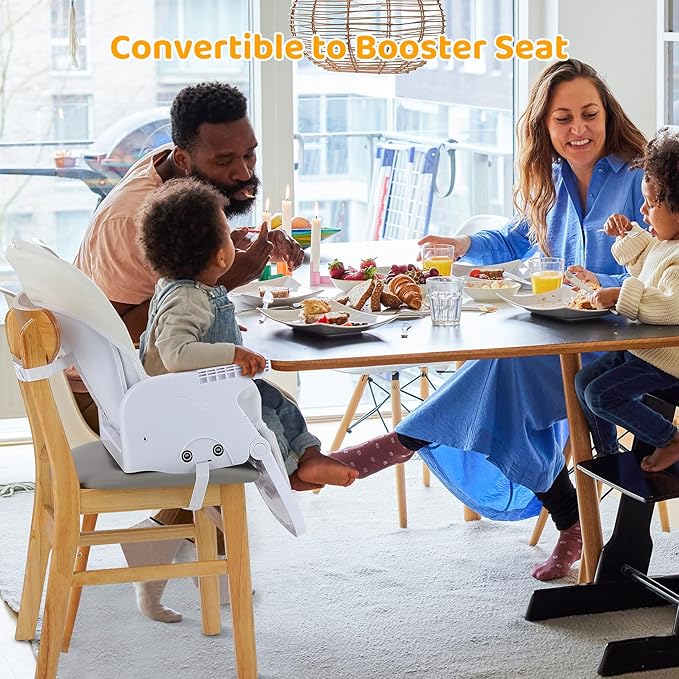 4-in-1 Baby High Chair with Play Bar, 7 Height-Adjustable Children's High Chair with Booster Seat, Stealable and Foldable Children's Chair, Light Beige