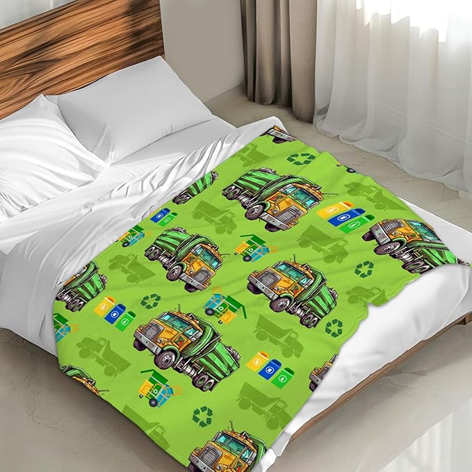 Blanket for Kids Adults Boys Garbage Truck Blanket Gift for Son Birthday - 40x50 Inches Cozy Soft All Season Throw Blankets for Sofa Couch Bed Office