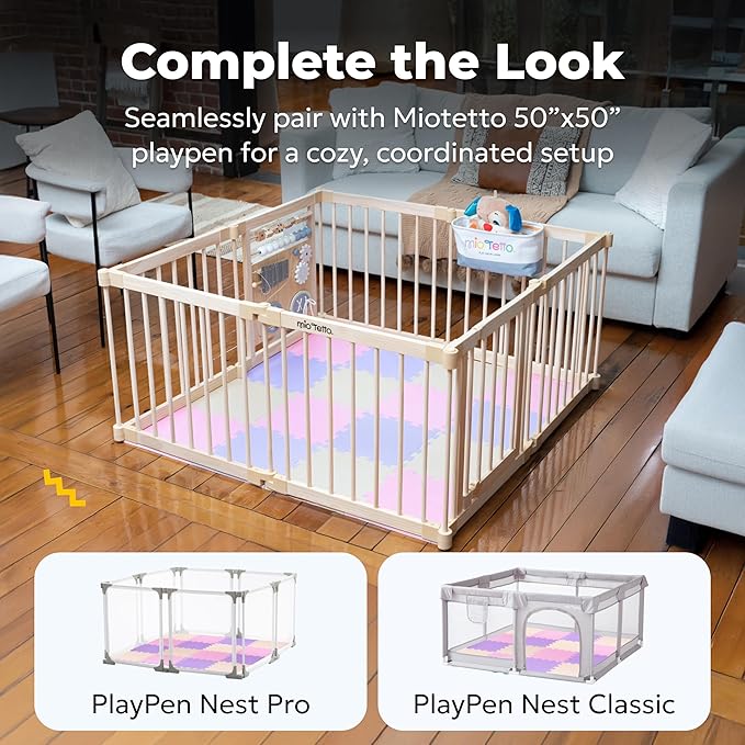 MioTetto Baby Play Mat, Soft Foam Floor Tiles for Kids. Adjustable Interlocking Foam Tiles, Fits with 50x50 Playpen Baby mat for Crawling & Development, Safe & Non-Toxic Playmat for Babies 6-12 Months