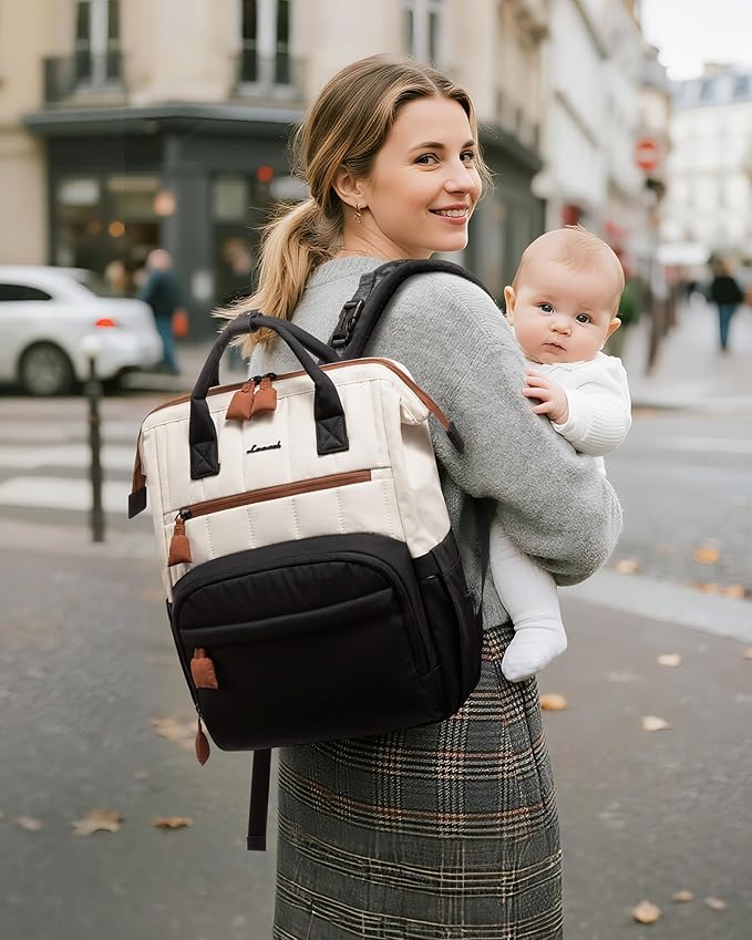 LOVEVOOK Puffer Diaper Backpack, Lightweight Baby Bag with Changing Pad, Diaper Bag for Mom Dad with Stroller Buckles