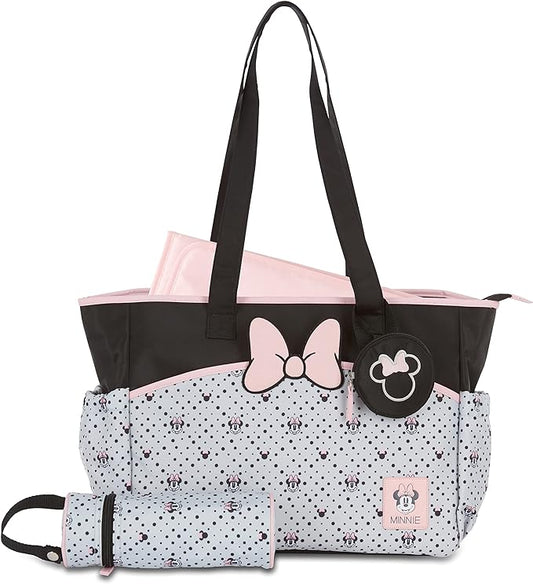 Disney Cudlie Diaper Tote Bag for Moms | Large Spacious Travel Diaper Tote for Baby Boy and Girl | 17-Inches Wide Multi-Functional Baby Bag with Cute Patterns