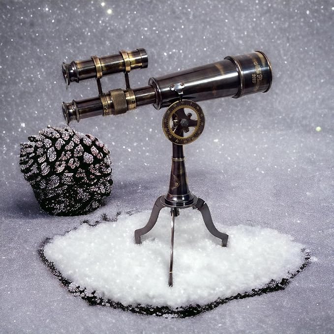 Vintage Brass Telescope on Tripod Stand DF Lens Antique Telescope Royal Spyglass Nautical Beautiful On Brass Tripod Stand (Black Antique)