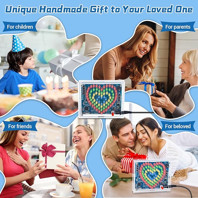 Soldering Practice Kit, Heart-Shaped LED Light DIY Soldering Project Kit with 20 Flashing Effects, DIY Electronics Kit for Home School Training Learning, Perfect Presents for Lovers/Family
