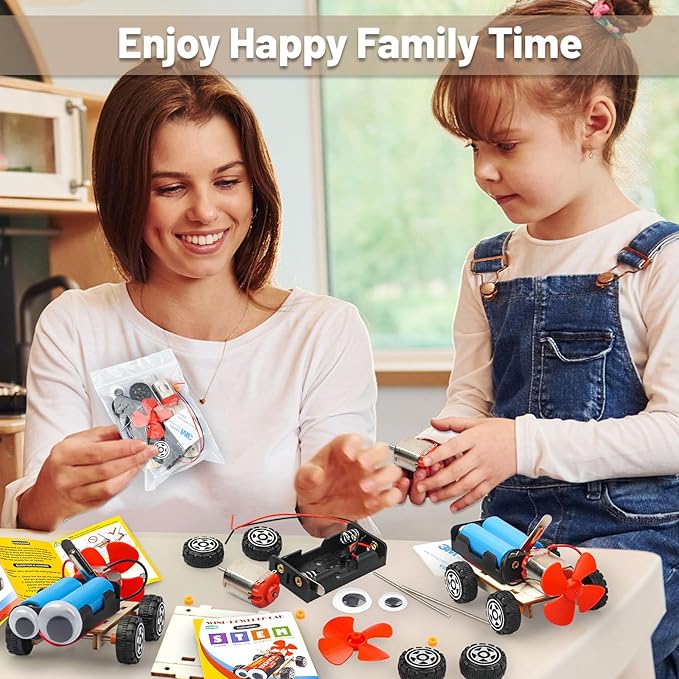STEM Science Kits for Kids Age 8-12, 6 Set Wind-Powered Cars Science Experiments 6-8 8-10, Wood Building Crafts Kit for Boys Girls, School Classroom STEM Projects Toys Gifts for 6 7 8 9 10 12 Year Old