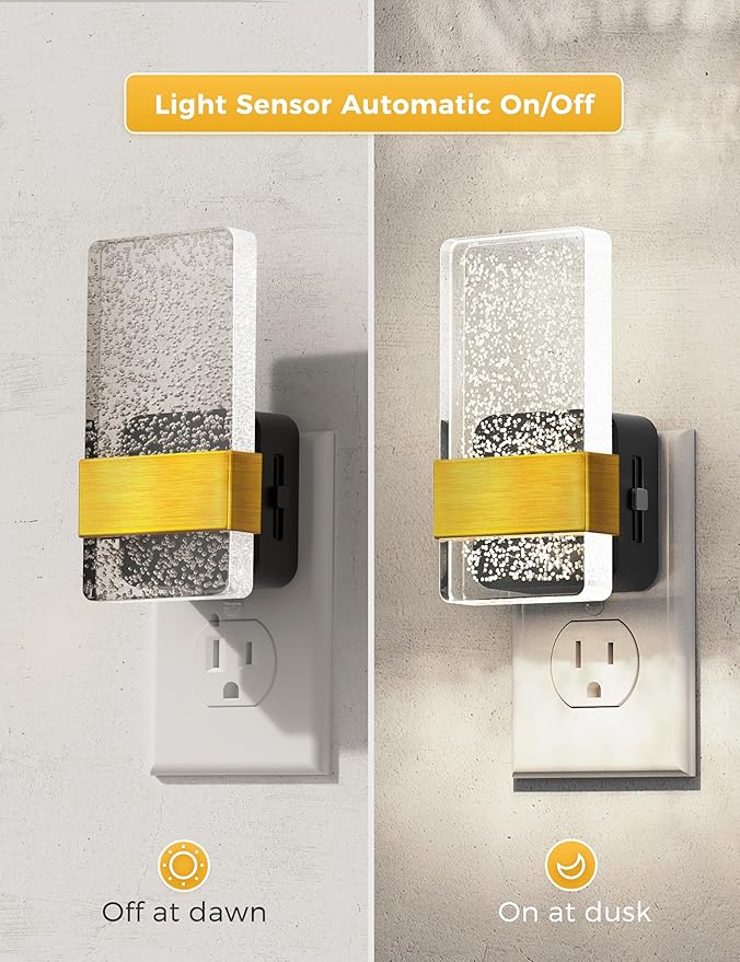 L LOHAS LED Night Light [2Pack], Night Lights Plug Into Wall, Decorative Night Lights with Dusk-to-Dawn Sensor, 0-100LM Dimmable Acrylic Nightlight, 5000K Aesthetic nightlight for Bathroom, Home Decor