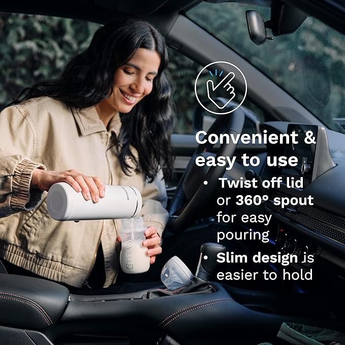 Baby Brezza Portable Warmer – 67% Faster Baby Bottle Warming - Travel Breastmilk and Formula Warmer - Safe, Even Heating - Up to 9oz - No Adapters, Black