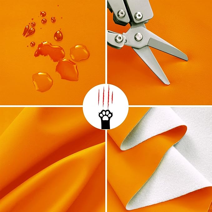 Toddler Booster Seat for Dining Table, 2 Elastic Seat Belts, Anti Scratch PU Skin-Friendly, Waterproof, Anti-Wrinkle, Detachable Non-Slip Bottom - Orange