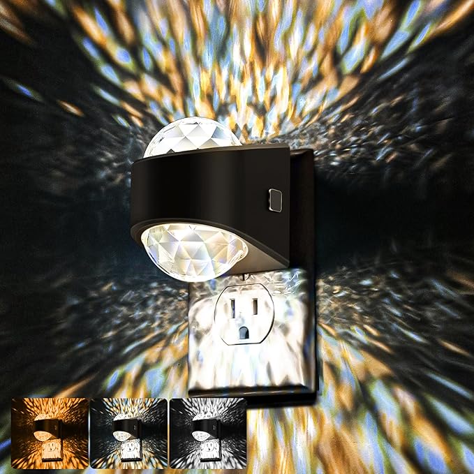 Briignite Night Light Plug into Wall, Color Changing Night light for Kids, 3CCT Diamond Design with Galaxy Star Projector, Dusk to Dawn Sensor for Nursery Bathroom Bedroom Gaming Room Decor Gift