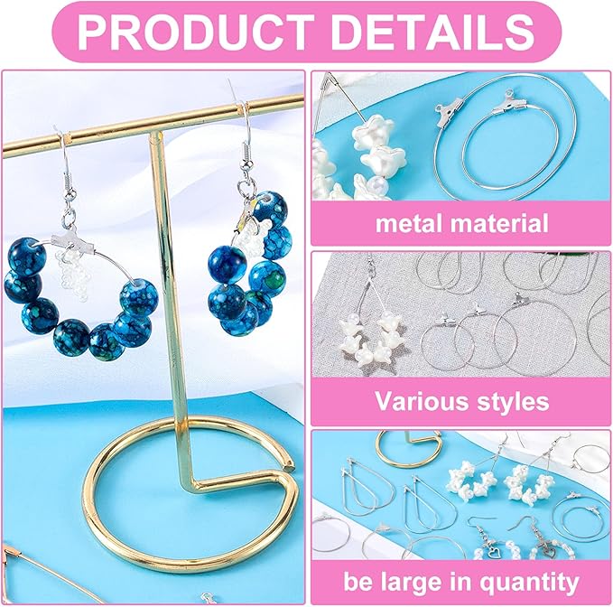 Pndeyo 700pcs Hypoallergenic Earring Beading Hoops, Mix Sizes Round Hoop Earrings Findings, Open Earring Wire Ring Accessories for Jewelry Making- Silver
