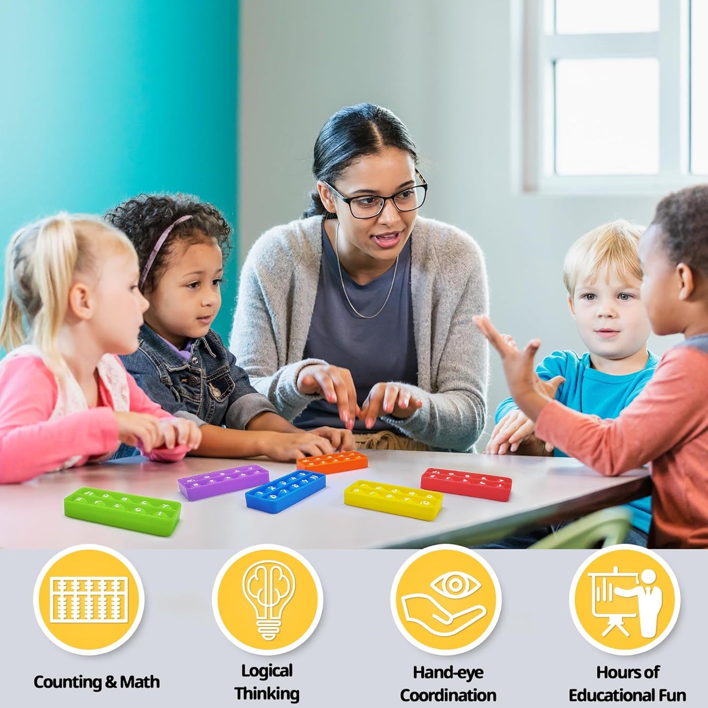 Ten Frame Interactive Pop Sensory Bubble Poppers - Push Counting Pop Fidget Toy - Set of 6 - Engage, Learn, and Play!