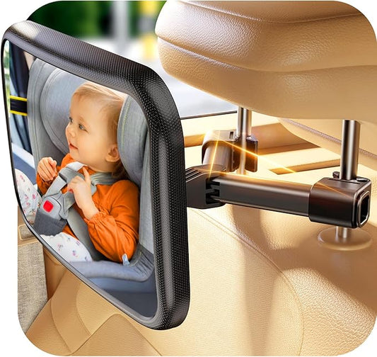 Baby Car Mirror for Baby Hook Clip Design Never Shake Baby Mirror for Car Seat Mirror Rear Facing Newborn Essentials Easy Install Back Seat Mirrors for Car Clear View ShatterProof Crash Tested