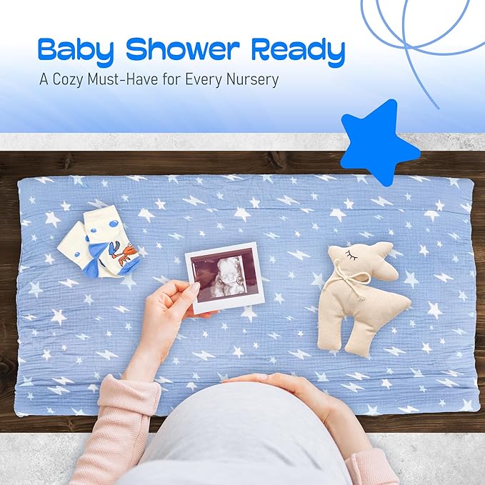 100% Muslin Changing Pad Cover Ultra Soft, Breathable, Secure Fit, Fade-Resistant Prints for Boys and Girls (Pack 2)