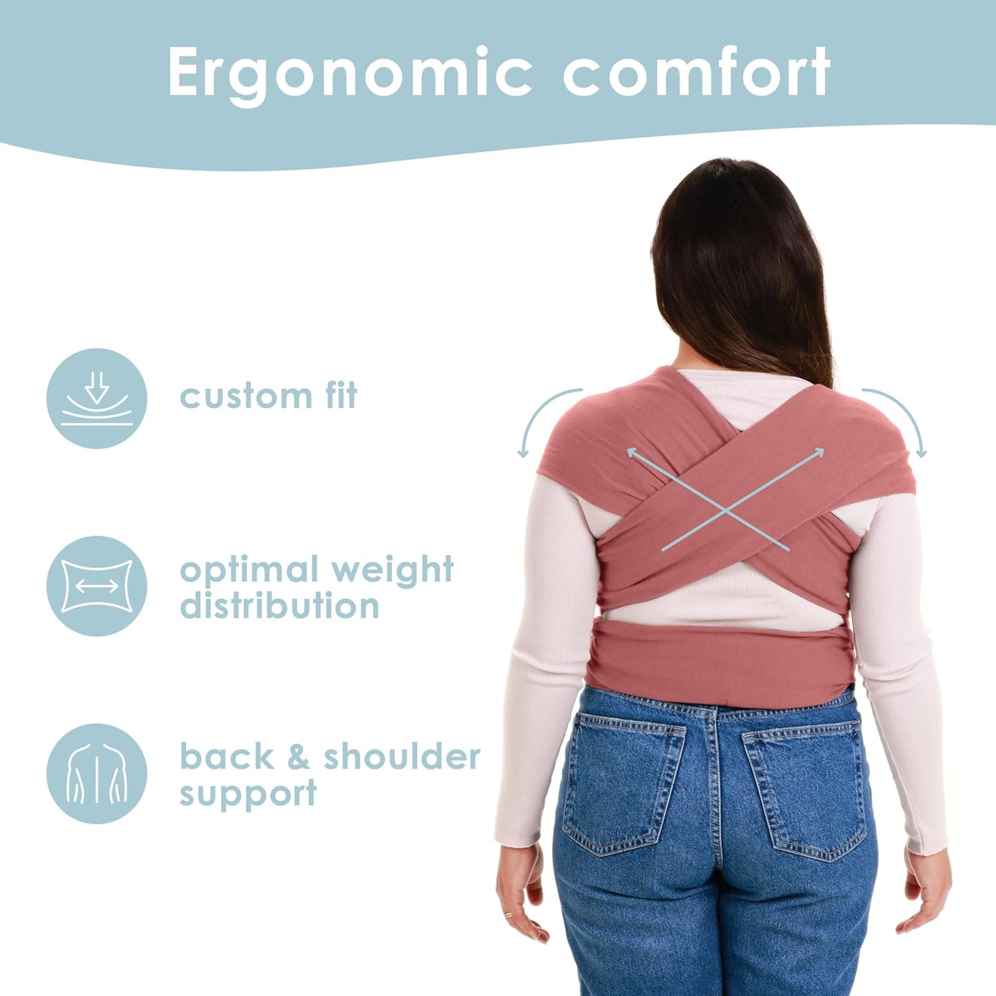 Sleepy Wrap Stretchy Ergonomic Baby Carrier Sling for Newborns to Toddlers - Hands-Free Lightweight Baby Wrap 7-35 lbs (Pink)