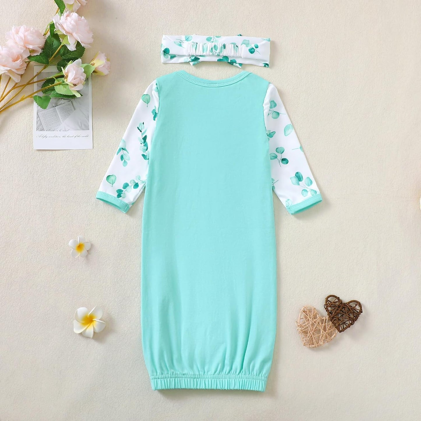 AMAWMW Newborn Baby Girl Little Sister Sleeper Gown Stripe Long Sleeve Nightgown Pajamas Gifts Stuff Essential Outfit