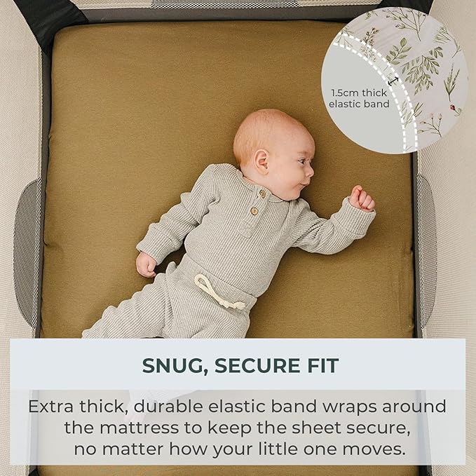 Pobibaby – 2 Pack Pack N Play Sheets and Mini Crib Sheets, Premium Fitted Pack N Play Sheets for Standard Playards and Mini Cribs – Ultra-Soft Jersey Knit, Safe and Snug for Baby (Gingham Khaki)