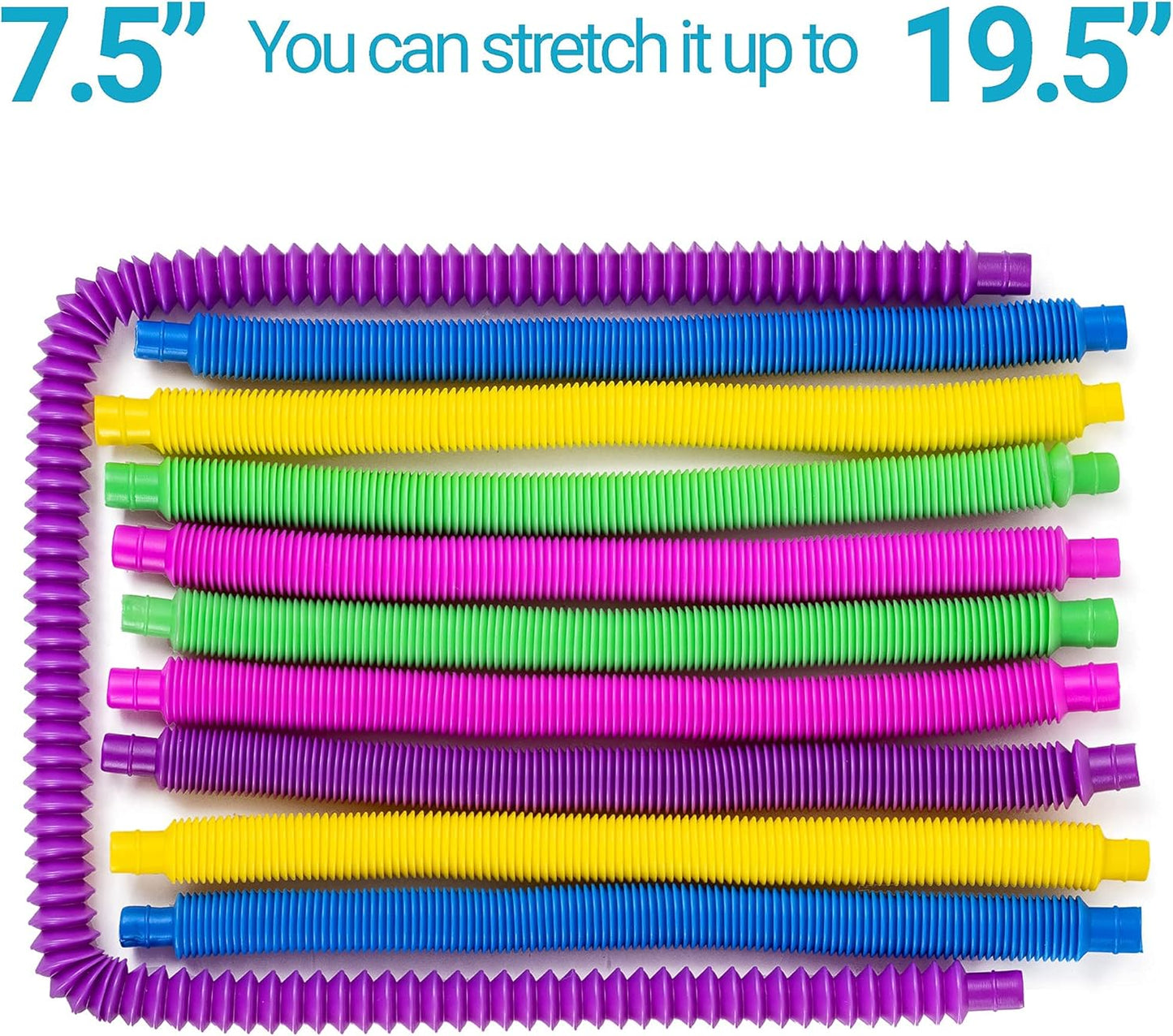 nutty toys 4pk Pop Tubes Sensory Toys (Large) Fine Motor Skills Learning Toddler Toy for Kids Top ADHD Autism Fidget 2024 Best Preschool Boy Girl Gift Idea Unique Christmas Toddler Stocking Stuffers