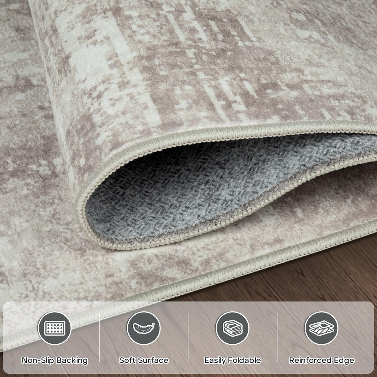 4x6 Area Rugs for Living Room Rug Washable: Modern Large Rug for Dining Room Bedroom Carpet Non Slip Low Pile 4 by 6 Indoor Abstract Nursery Home Office Brown Grey