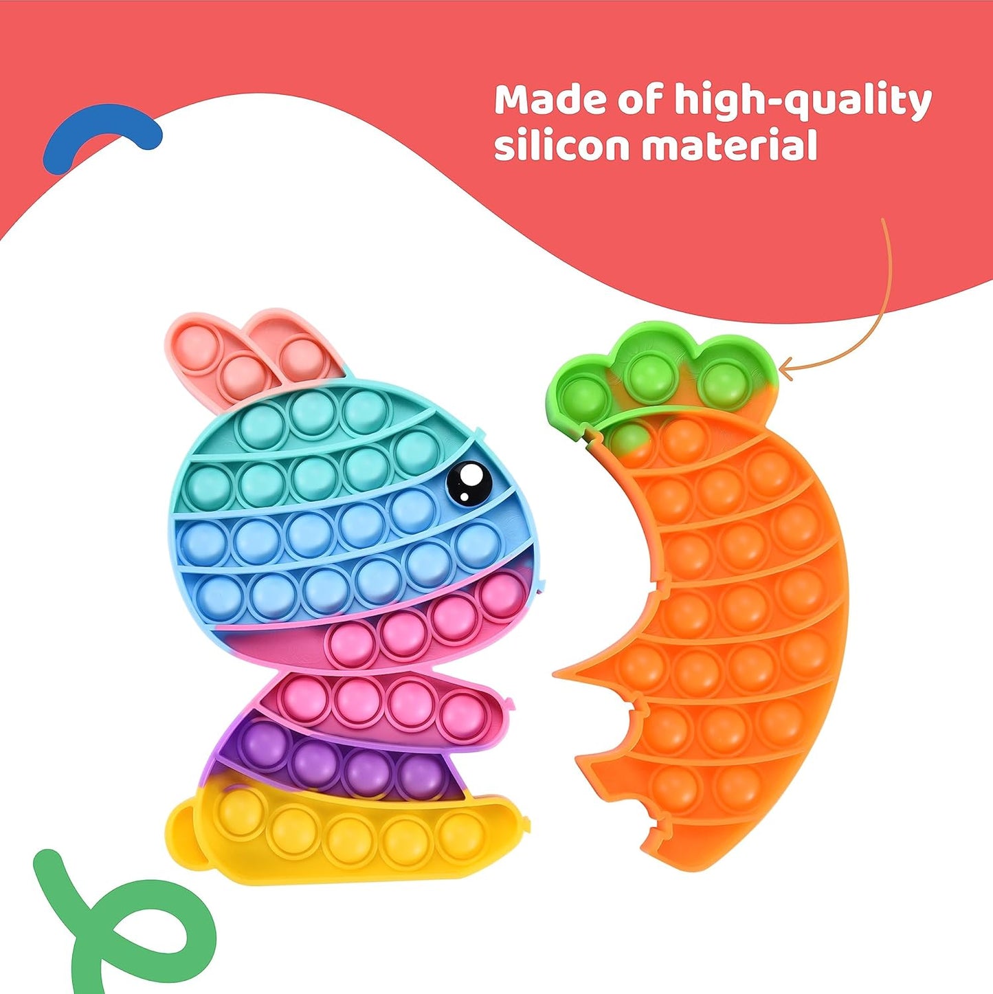 Dazmers Set of 2 Fidget Popper - Pop Fidget Bubble Sensory Toys 2 Pieces - Stress Bubble Popper Finger - Silicone Pressure Relieving Circle Toys for Kids, Toddlers - Autism Special Needs Toy