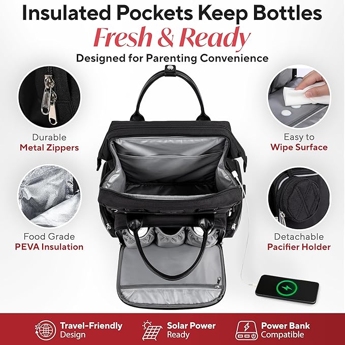 Award-Winning Eco-Friendly Smart Diaper Bag with Changing Station – 2025 Evergreen Winner, Premium All-in-One Backpack, Patent Pending, Heated Bottle Pockets, Trusted by Parents, Seen in Top USA Media