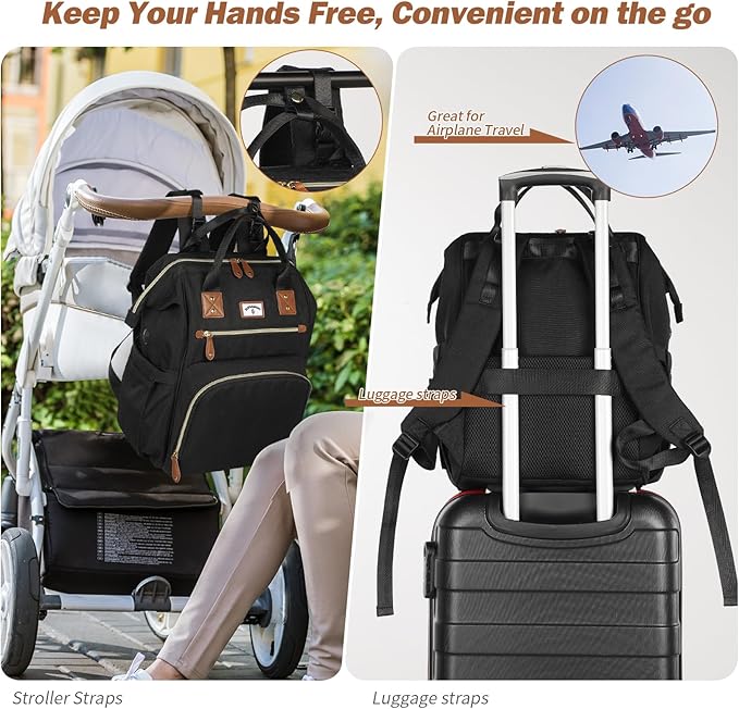 Diaper Bag Backpack:Baby Bag Large Tote Diaper bag for Boys and Girls, Men's Diaper Backpack, Women's Shoulder Mommy Bag, 2 Kids Nappy bag for mom and dad Black