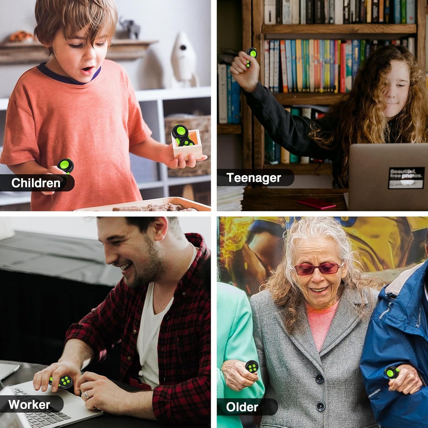 WTYCD Original Fidget Toy Game, Rubberized Classical Controller Fidget Concentration Toy with 8-Fidget Functions and Lanyard - Excellent for Relieving Stress and Anxiety(Green)