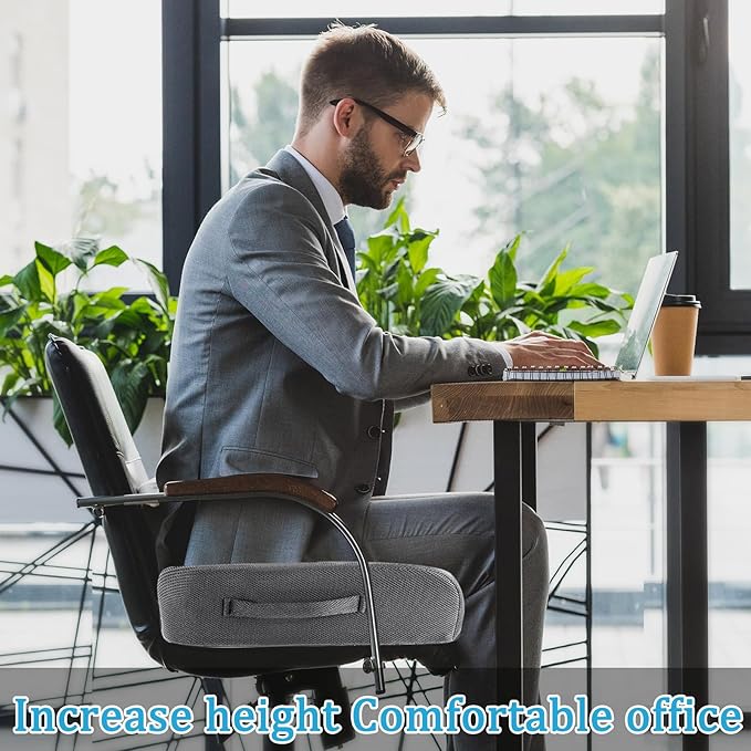 MINUPWELL 6" Extra Thick Office Chair Cushion, 2 Layers Adult Booster Seat Cushion, Thick Wheelchair Cushions, Thick Adult Booster seat Chair Cushion for Car Seat, Airplane - 18x16x6in - 100% Foam