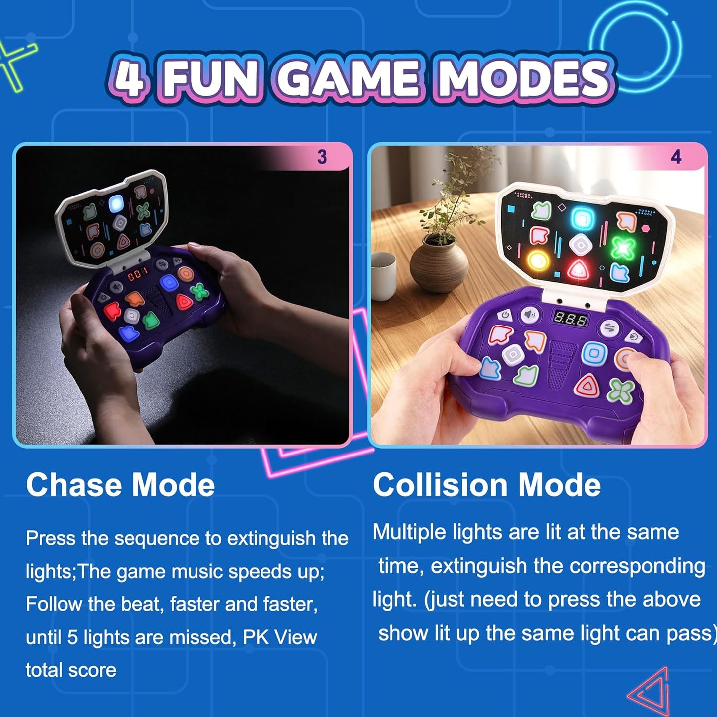 Fast-Push Puzzle Games | Electronic Bounce Fidget Toys | Educational Early Learning for Ages 3-12 | Boys & Girls | Navy Blue | Birthday & Party Gifts