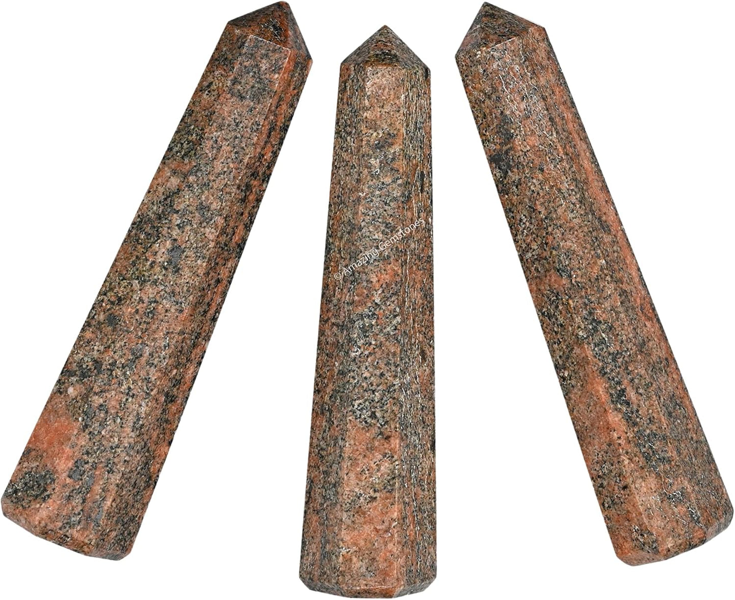 Amazing Gemstone Unakite Crystal Towers - Natural Healing Crystal Point Obelisk for Reiki Healing and Crystal Grid (3 Inch)